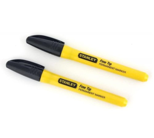 Stanley 0-47-316 Pennarello nero Indelebile punta fine (2 pezzi)