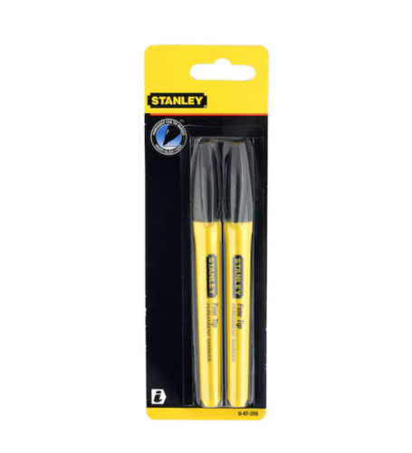 Stanley 0-47-316 Pennarello nero Indelebile punta fine (2 pezzi)