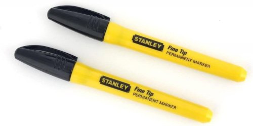 Stanley 0-47-316 Pennarello nero Indelebile punta fine (2 pezzi)