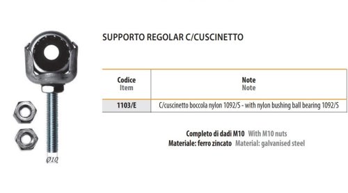 Supporto regolabile per tapparella con cuscinetto Bolis 1103/E
