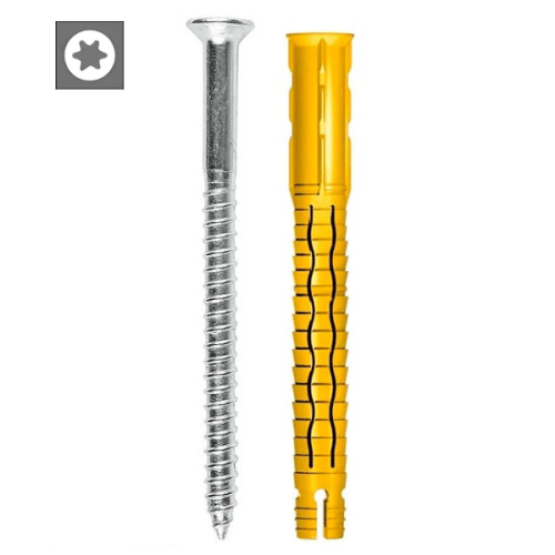 Tassello prolungato in nylon TECFI VSX11 con vite testa piana Torx - ø mm 8x80