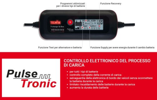 Caricabatterie e mantenitore 6-12V Telwin T-Charge 12 EVO