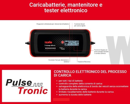 Caricabatterie e mantenitore auto furgoni 12-24V Telwin T-Charge 26 EVO