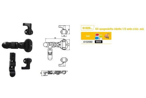 Kit spagnoletta a leva ridotta Torbel 6102080 nero RAL9005