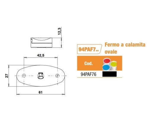 Torbel 94PAF76 fermo per persiane a calamita ovale