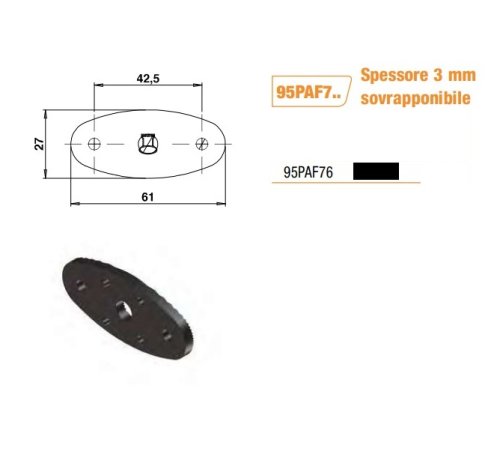 Spessore ovale 3 mm per fermo anta persiana a calamita Torbel 95PAF76