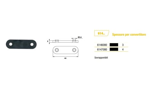 Spessore nylon per convertitore spagnoletta Torbel serie 614 - mm 3