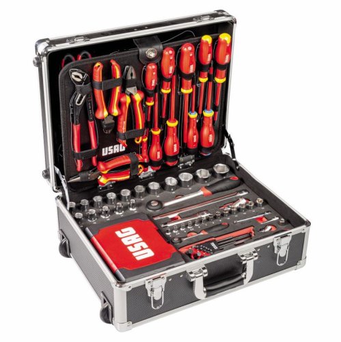 Valigia trolley USAG 002 JTME con assortimento per elettrotecnica (181 utensili)