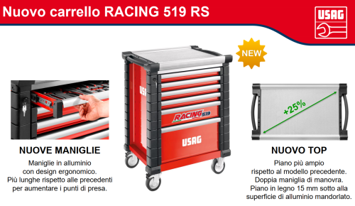 Carrello porta utensili Racing Usag vuoto 519 RS6-3V