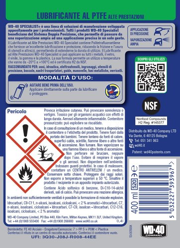 WD40 lubrificante spray PTFE alte prestazioni 400ml