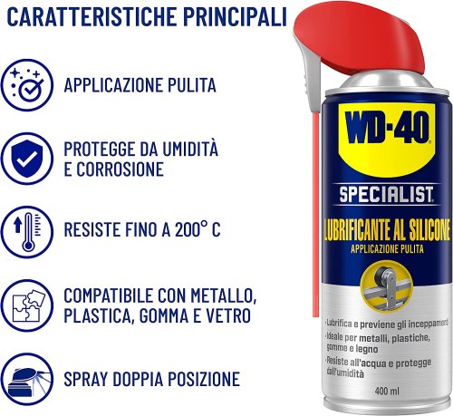WD40 Specialist lubrificante spray al silicone applicazione pulita ml400
