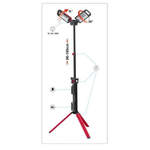 Lampada faro led da officina a batteria con treppiede YATO YT-81811