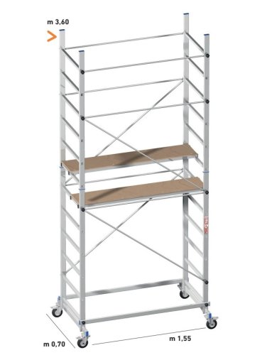 Ponteggio trabattello in alluminio Marchetti ZEUS 3,60m con piano di lavoro