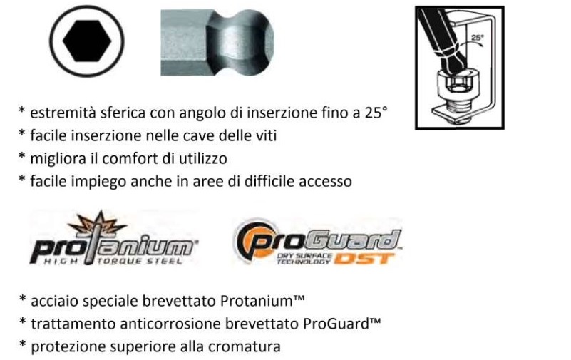 Serie 6 chiavi esagonali brugola testa sferica poliedrica BONDHUS BLX6M  10946 - Cod. 10946 - ToolShop Italia