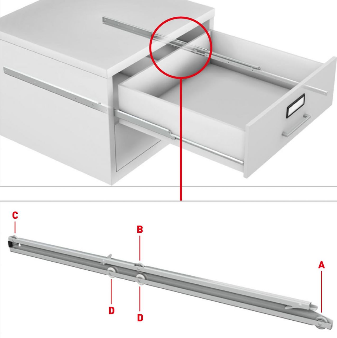 Cassetto singolo sotto tavolo cm 40x70x15h guide inox telescopiche