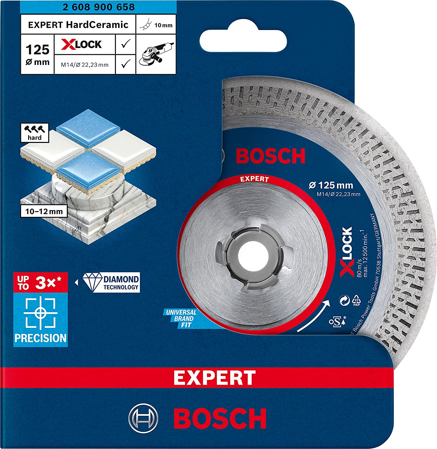Disco diamantato Bosch X-LOCK EXPERT HARDCERAMIC ø 125 mm - Cod. 2608900658  - ToolShop Italia