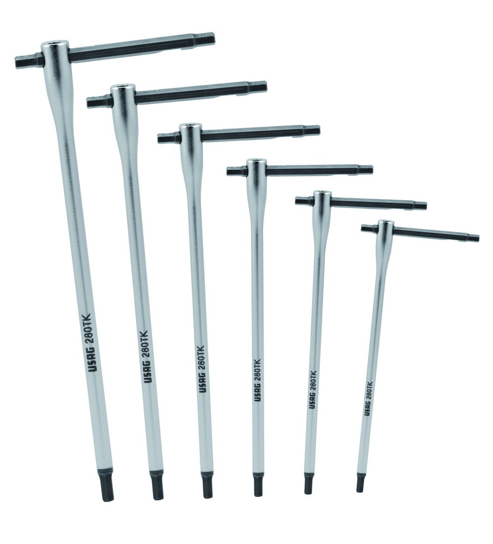 King T. 20219MR Set Di 9 Chiavi Esagonali Corte Metriche In Acciaio Cromo Vanadio Con Custodia