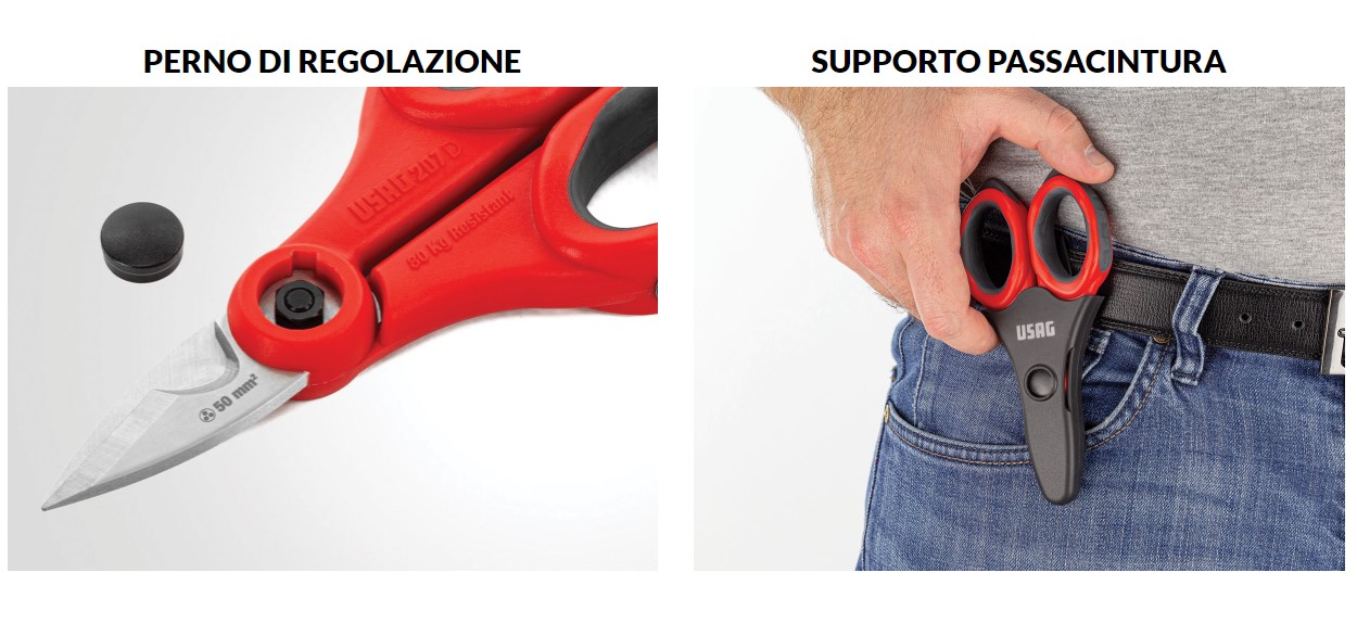 Forbice per elettricista Usag 207 D con lame acciao inox - Cod. 2070005 -  ToolShop Italia