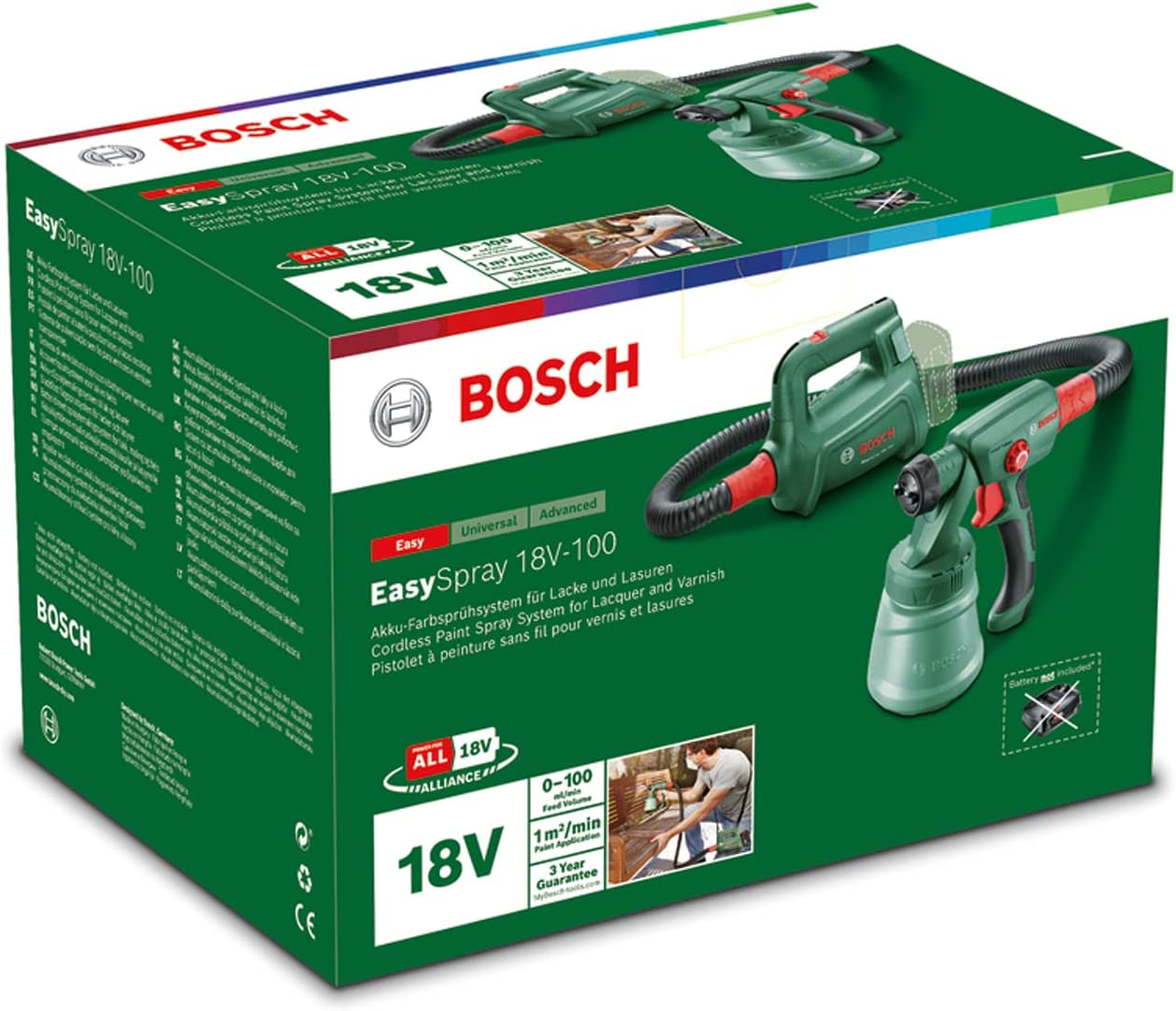 BOSCH 1600A008W8 Pistola a spruzzo per tutti i tipi di vernice con  contenitore 1000ml