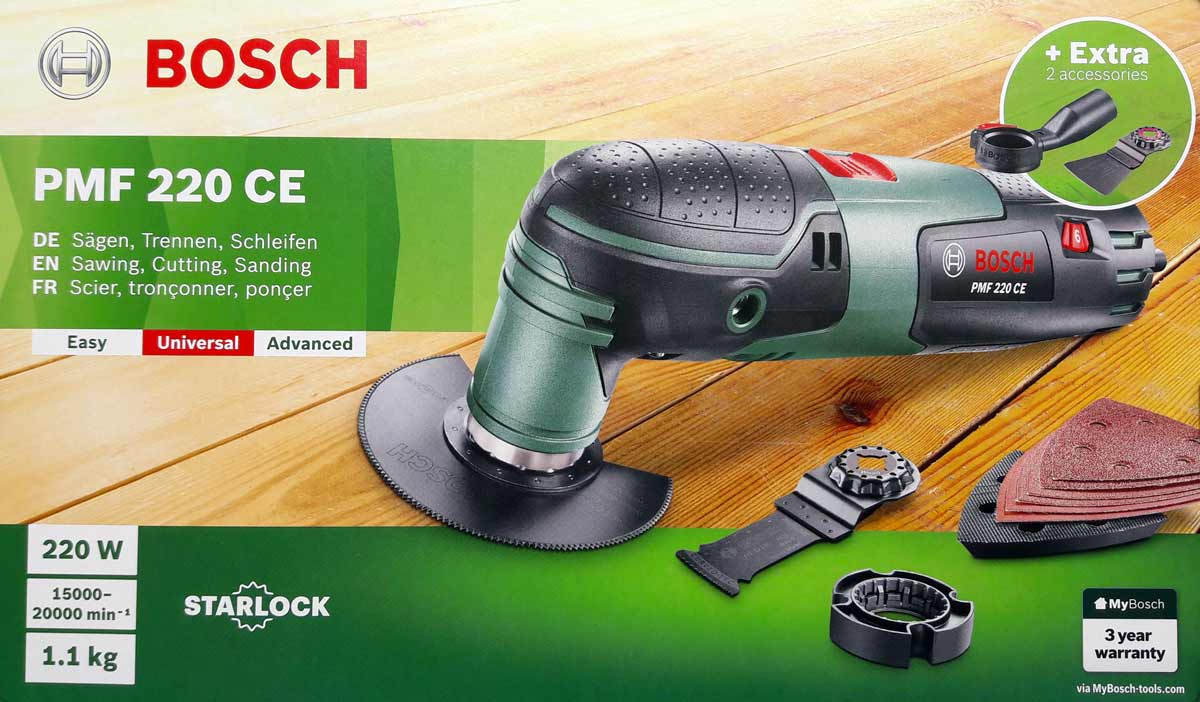 UTENSILE MULTIFUNZIONE BOSCH 220 W PMF 220 CE 20000 giri/min CON ACCESSORI  E VALIGETTA