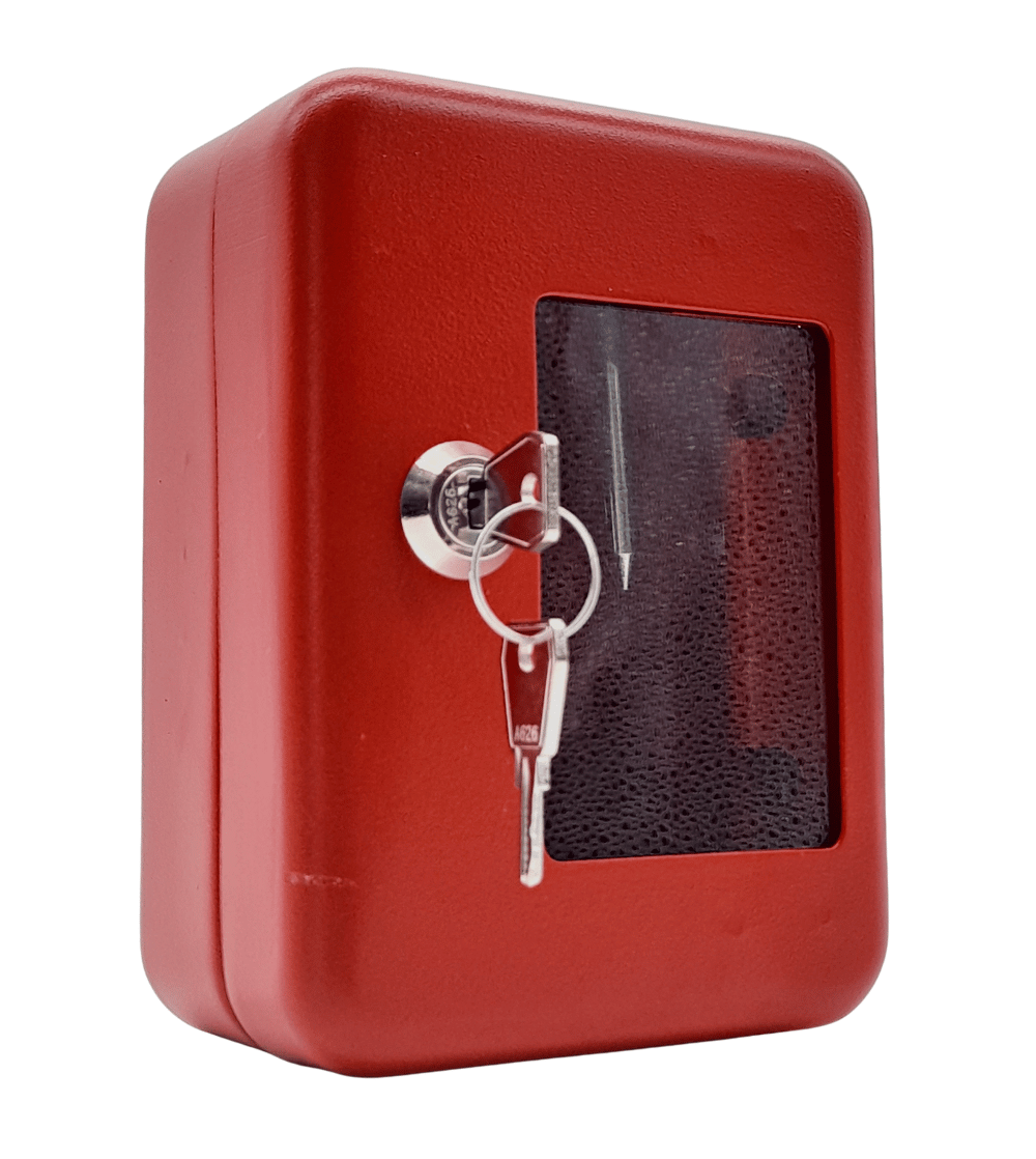 Cassetta per chiavi di emergenza con martelletto per rottura vetro