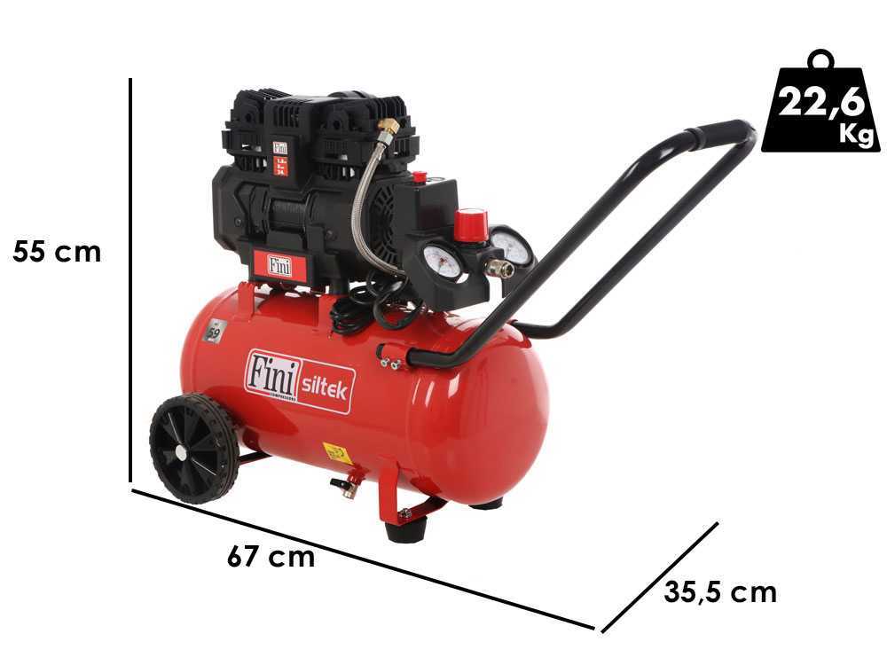 Compressore aria silenzioso 59dB 24 litri Fini Siltek TB 24/1,5 Hp - Cod.  B2CC304FNN557 - ToolShop Italia