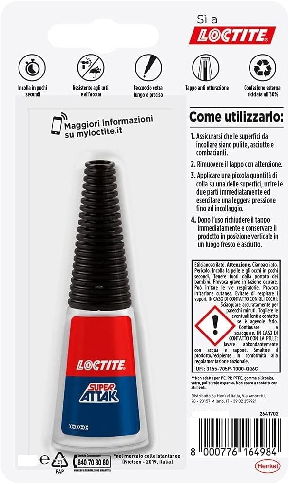 Loctite colla liquida trasparente Super Attak Professional 5,5 gr - Cod.  2302259 - ToolShop Italia