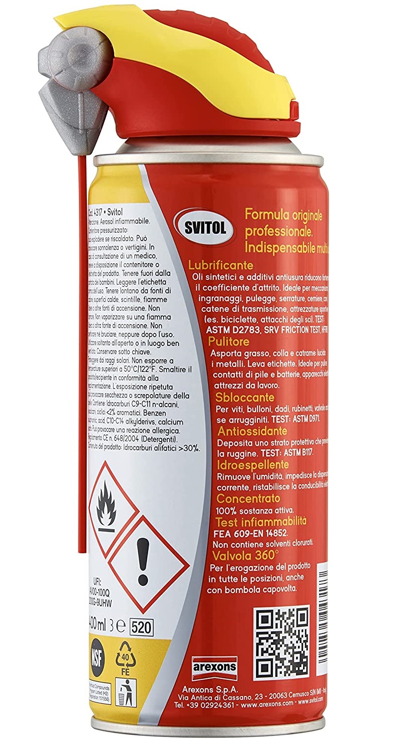 SVITOL Multifunzione Lubrificante Spray Erogatore con Cannuccia, 400 ml :  : Fai da te