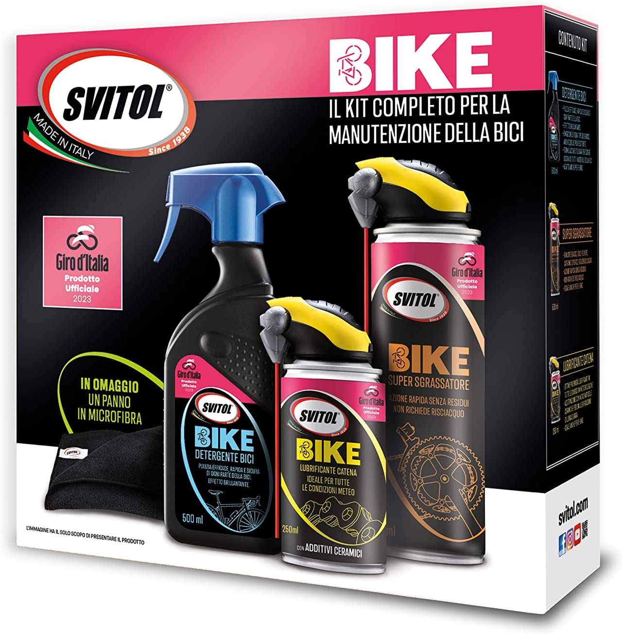 Svitol Bike Kit Manutenzione bici, detergente,sgrassatore,lubrificante Giro  d'Italia - Cod. 4375 - ToolShop Italia