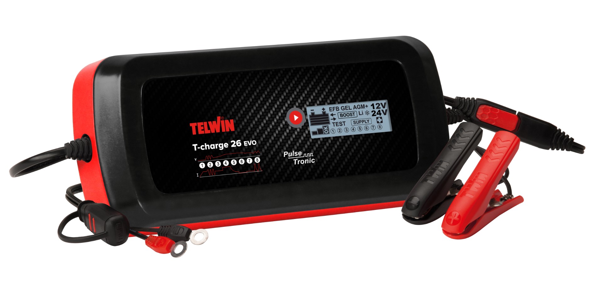 Caricabatterie e mantenitore auto furgoni 12-24V Telwin T-Charge 26 EVO -  Cod. 807595 - ToolShop Italia
