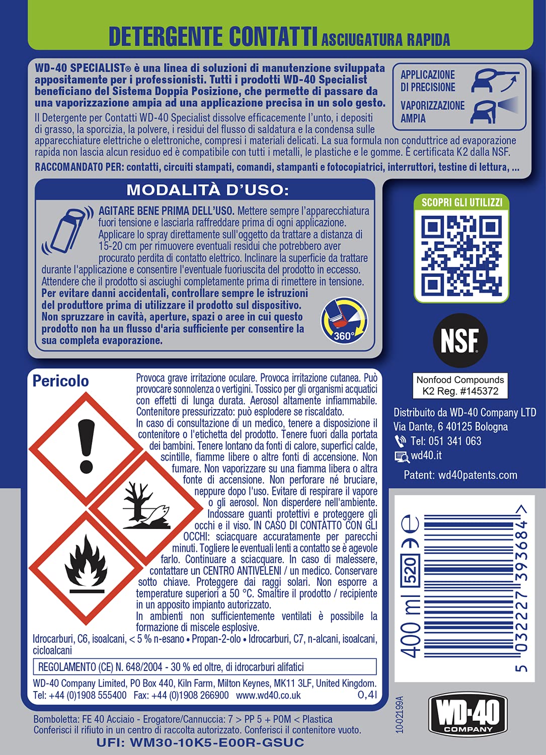 Multichimica 400ml detergente spray per elettronica e contatti